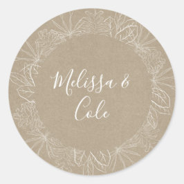 Rustikaler Winter | Kraft Wedding Umschlag Aufkleb Runder Aufkleber