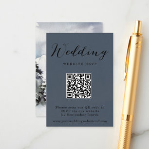 Rustikaler Winter Mountain QR Code Wedding Respons Begleitkarte