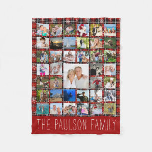 Rustikaler Winter Red Black Kariert Snowflake Name Fleecedecke