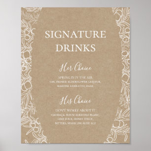 Rustikaler Winter   Signature Drinks-Zeichen Poster