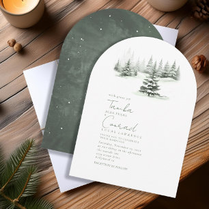 Rustikaler Winter Wedding Arch Forest Green ID1049 Einladung