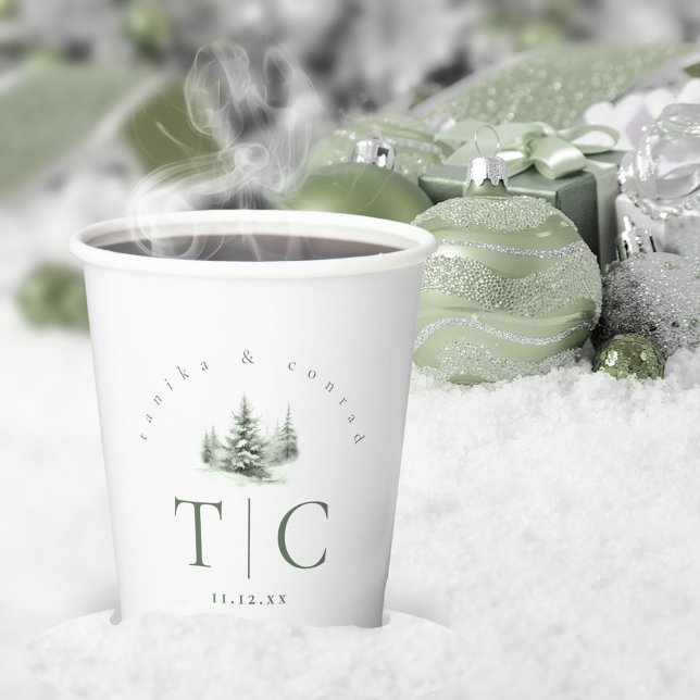 Rustikaler Winter Wedding Forest Green ID1049 Pappbecher (Von Creator hochgeladen)