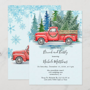 Rustikaler Winter Wedding LKW Brunch und Bubbly Einladung