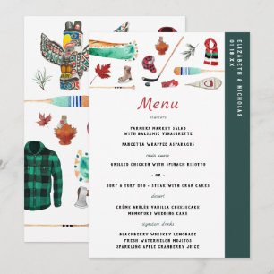 Rustikaler Winterberg Camping Wedding Menu Menükarte