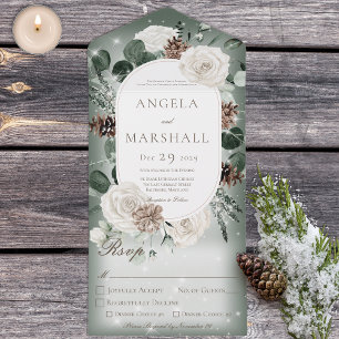 Rustikaler Winterblumenstrauß grüner Glanz fürs Ab All In One Einladung
