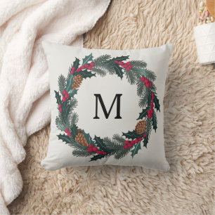 Rustikaler Winterkranz Kissen