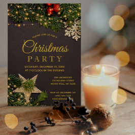 Rustikaler Winterurlaub Lights Weihnachts-Party Einladung