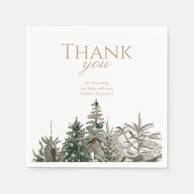 Rustikaler Winterwald Weihnachten Napkins Serviette (Vorderseite)