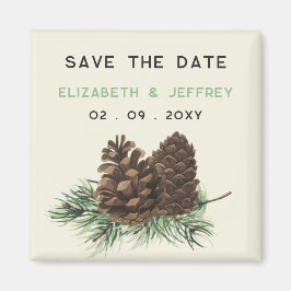 Rustikaler Winterwaldkiefer Save the Date Magnet
