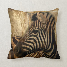 rustikaler Woodgrain Afrika-Safaritier Zebra Kissen