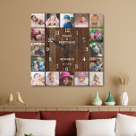 Rustikales 16 Foto Collage Family Quote Palettenho Quadratische Wanduhr<br><div class="desc">Erstellen Sie Ihre eigene Foto Collage Wand Uhr mit 16 Ihrer Lieblingsfotos. Die Foto-Rahmenuhr hilft Ihnen, Ihre besonderen Momente zu schätzen und macht Eltern, Großeltern und Freunden ein wohlüberlegtes Geschenk. Die personalisierte Familienuhr macht sie zu einem perfekten Geschenk für jeden Anlaß. Personalisieren mit Familienname und feststehendem Datum. Das Zitat "Family...</div>
