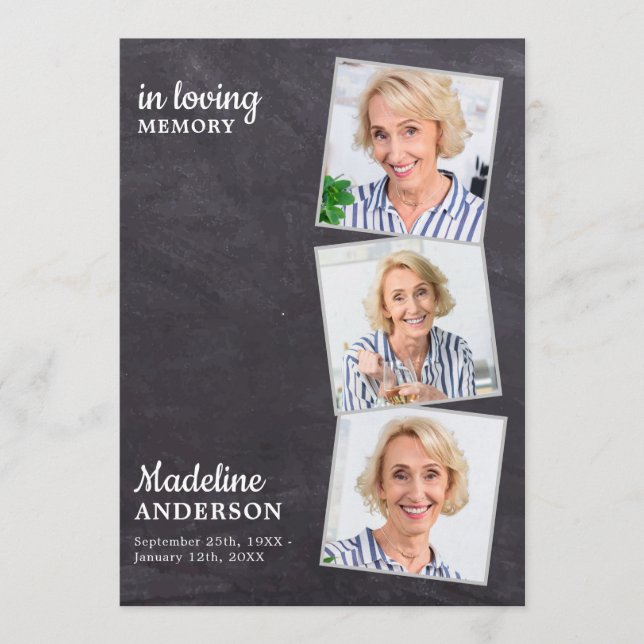 Rustikales 3-Foto-Gedenkorden zur Beerdigung Programm (Vorderseite)