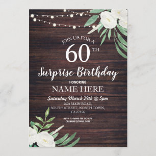 Rustikales 40. 60. Geburtstags-Party-hölzerne Einladung