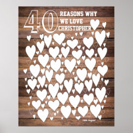 Rustikales 40. Geburtstags Gästebuchposter Poster