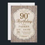 Rustikales 90. Geburtstag Einladung Holz<br><div class="desc">Rustikaler 90. Geburtstag Einladung Holz Hintergrund. Erwachsene Geburtstagsparty. Mann Birthday Bash Einladung. 13. 16. 18. 20. 21. 30. 40. 50. 60. 70. 80. 90. 100. Jedes Alter. Für weitere Anpassungen klicken Sie bitte auf die Schaltfläche "Anpassen" und verwenden Sie unser Designwerkzeug,  um diese Vorlage zu ändern.</div>