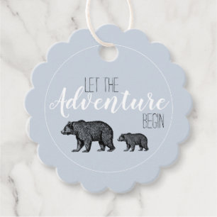 Rustikales Abenteuer Woodland Bears Kinderdusche Geschenkanhänger
