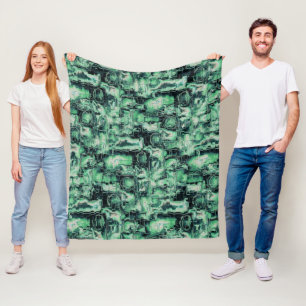 Rustikales abstraktes Bildmosaik in grüner Farbe Fleecedecke