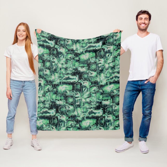 Rustikales abstraktes Bildmosaik in grüner Farbe Fleecedecke (Beispiel)