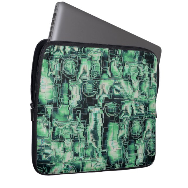 Rustikales abstraktes Bildmosaik in grüner Farbe Laptopschutzhülle (Vorne Rechts)