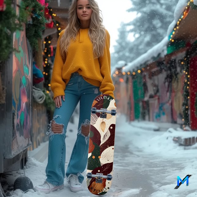 Rustikales Abstraktes Skateboard mit Herbstklängen (Von Creator hochgeladen)