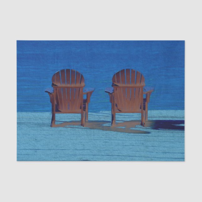Rustikales Adirondack Brown Beach Stairs Blue Ocea Seidenpapier (Vorderseite)