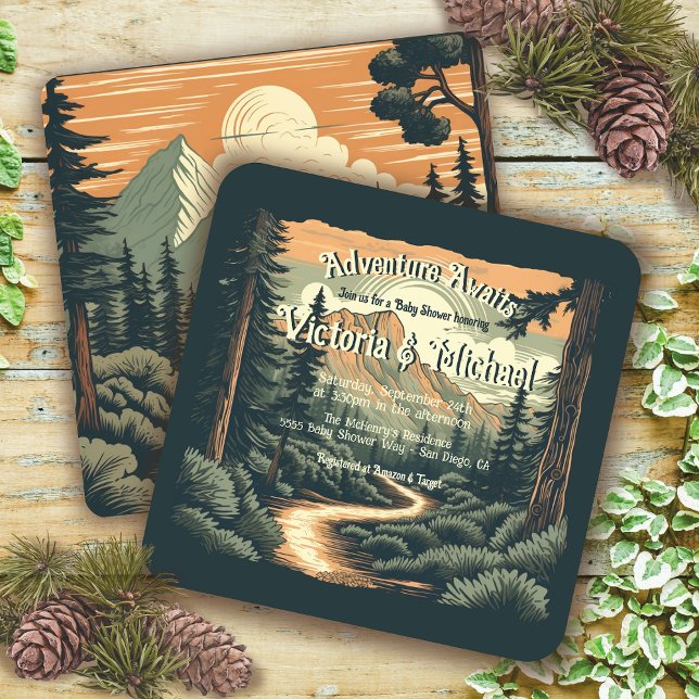 Rustikales Adventure Mountain Forest Baby Dusche Einladung (Von Creator hochgeladen)