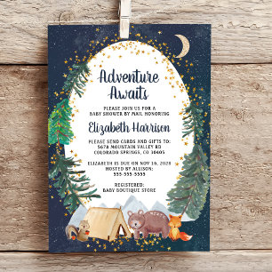 Rustikales Adventure Night Sky Baby Dusche per Mai Einladung