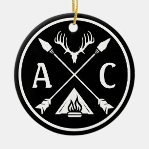 Rustikales Adventure Round Emblem Keramik Ornament