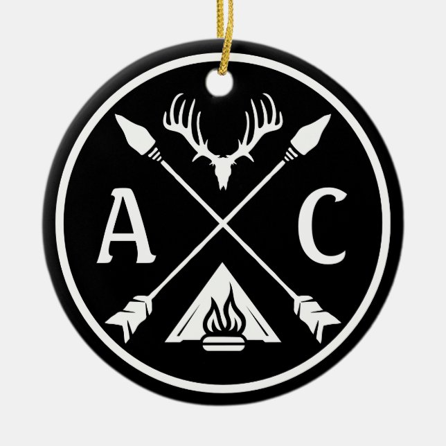 Rustikales Adventure Round Emblem Keramik Ornament (Vorne)