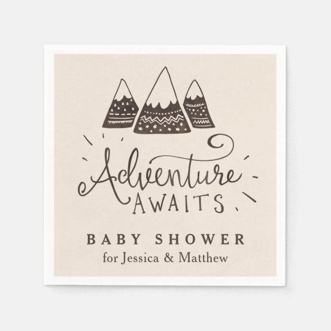 Rustikales Adventure Themed Baby Dusche Napkins Serviette (Vorderseite)