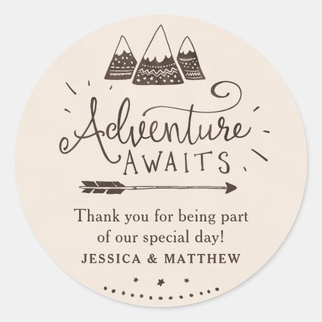 Rustikales Adventure Themed Baby Shower Stickers (Vorderseite)
