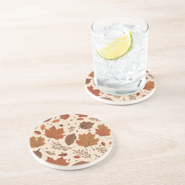 Rustikales Ahorn Terracotta Blätter Herbsthochzeit Getränkeuntersetzer (Seite)