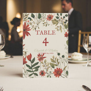 Rustikales Alter Grün & Burgund Rote Flora Herbst