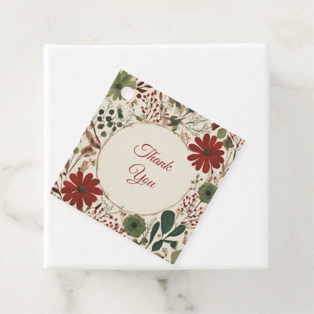 Rustikales Alter Grün & Burgund Rote Flora Herbst Geschenkanhänger (Beispiel)