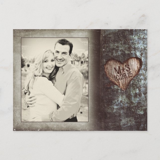 rustikales altes FOTO Save the Date Postkarten (Vorderseite)