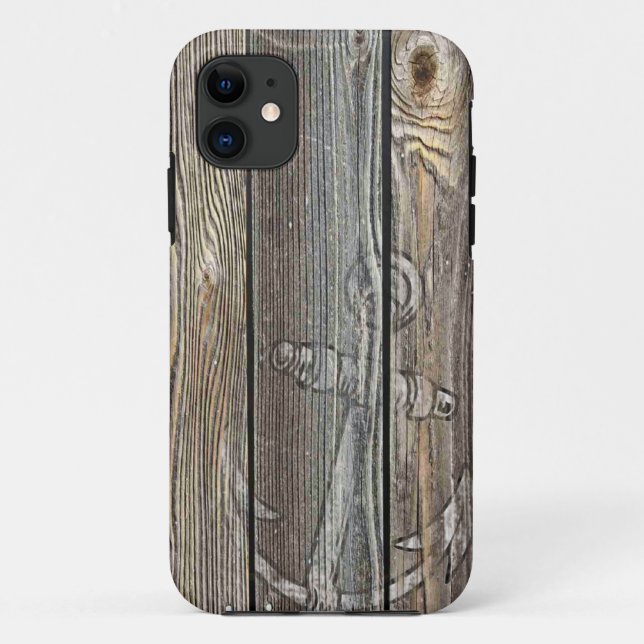 Rustikales altes Holz und Anker Case-Mate iPhone Hülle (Rückseite)
