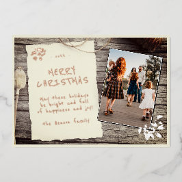 Rustikales altes PapierPergament Holz Foto Weihnac Folien Feiertagskarte