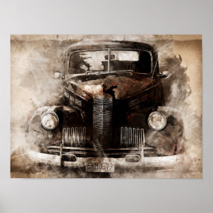 Rustikales altes Vintage-Auto Poster