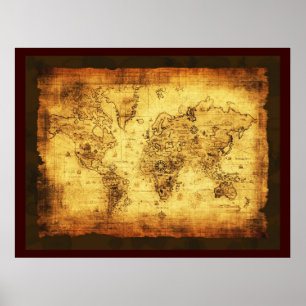 Rustikales Altes World Map Poster (groß)