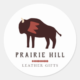 Rustikales amerikanisches Buffalo-Logo Runder Aufkleber