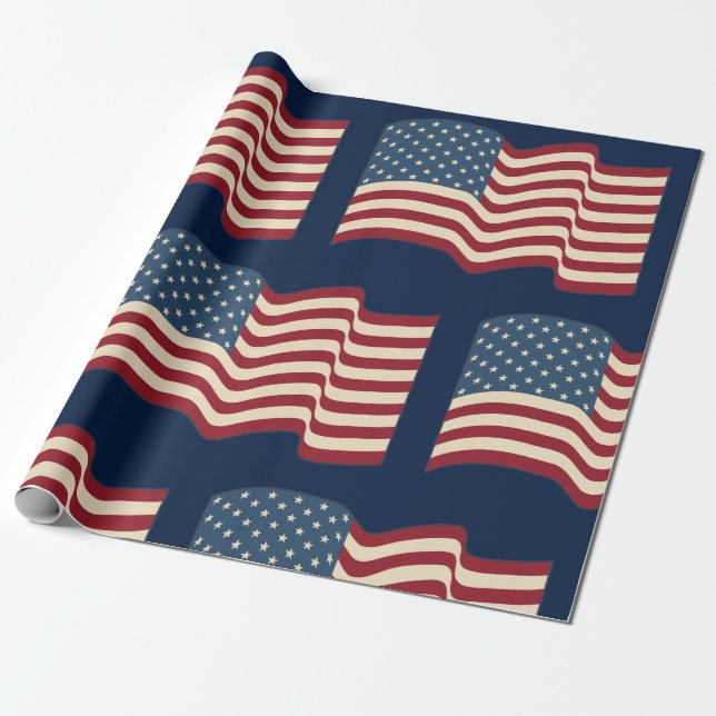 Rustikales amerikanisches Flag Wrapping Paper Geschenkpapier (Ungerollt)
