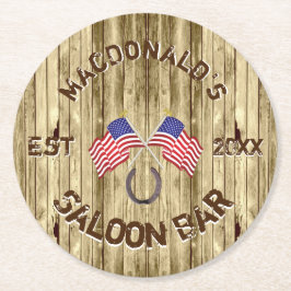 Rustikales amerikanisches Saal-Bar Runder Pappuntersetzer