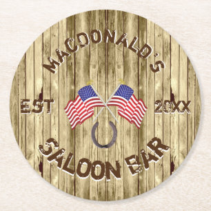 Rustikales amerikanisches Saal-Bar Runder Pappuntersetzer