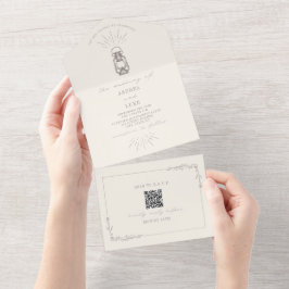 Rustikales Amethyst Lantern QR Code UAWG All In One Einladung