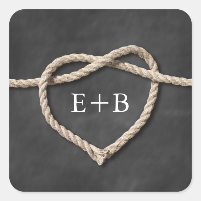 Rustikales Anbinden des Knotenklebers Quadratischer Aufkleber (Vorderseite)