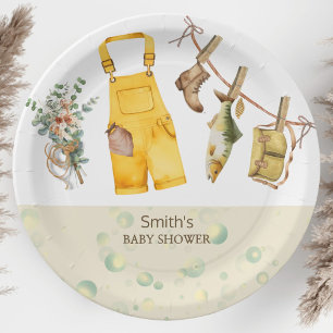 Rustikales Angeln Kleine Fisherman Babydusche Pappteller