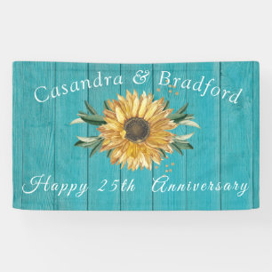 Rustikales Anniversay  Sonnenblume Aquamarines Bla Banner