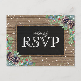 Rustikales Ansprechen | Weihnachts-Winter-Hochzeit Einladungspostkarte