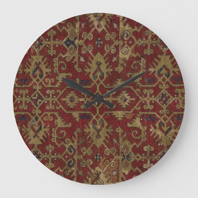 Rustikales antikes orientalisch-persisches Rotes M Große Wanduhr (Vorderseite)
