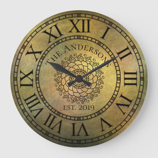 Rustikales antikes Shabby Chic-Vintage römische Große Wanduhr (Vorderseite)